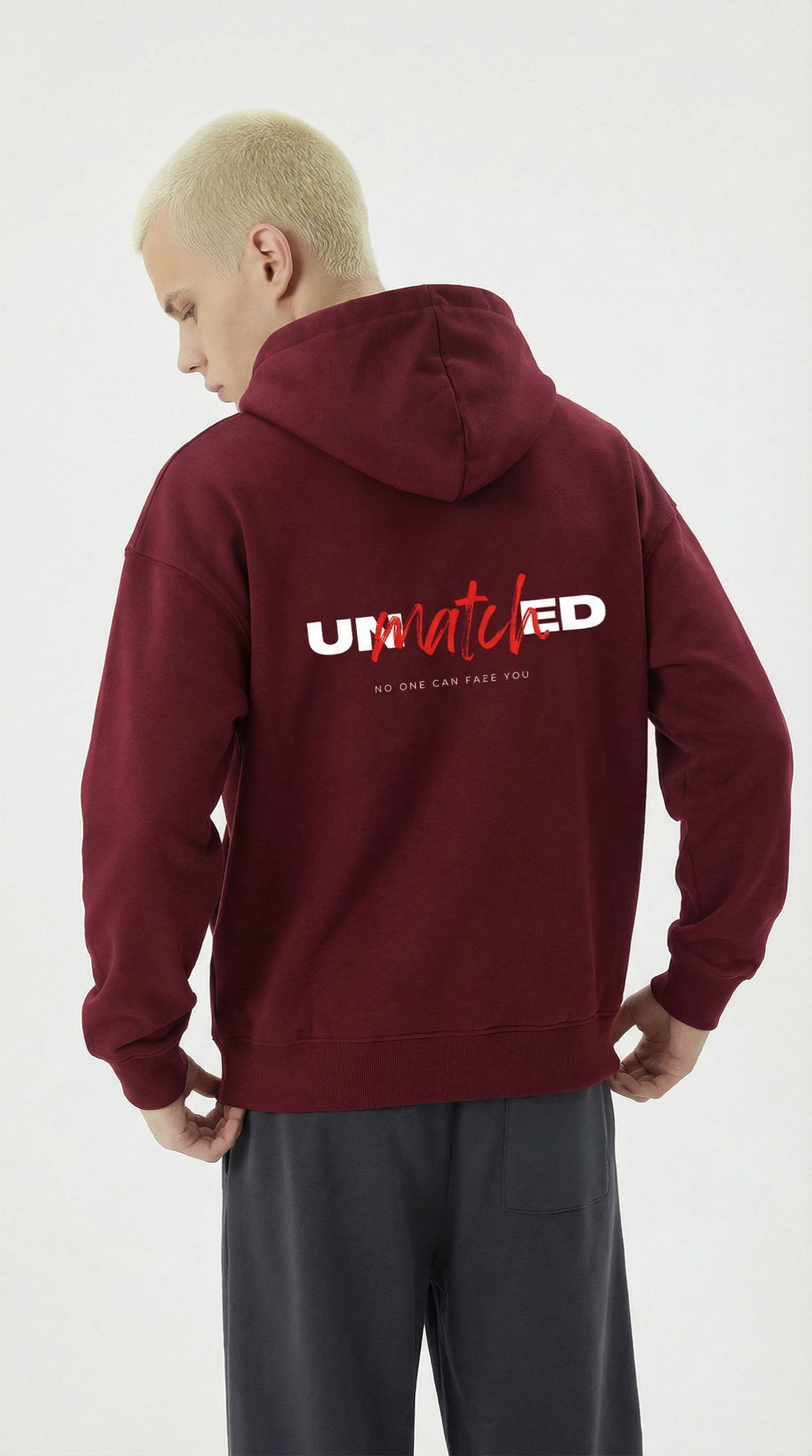 Böyük ölçülü NUVOLA "Unmatched" Hoodie— Bordu rəngi