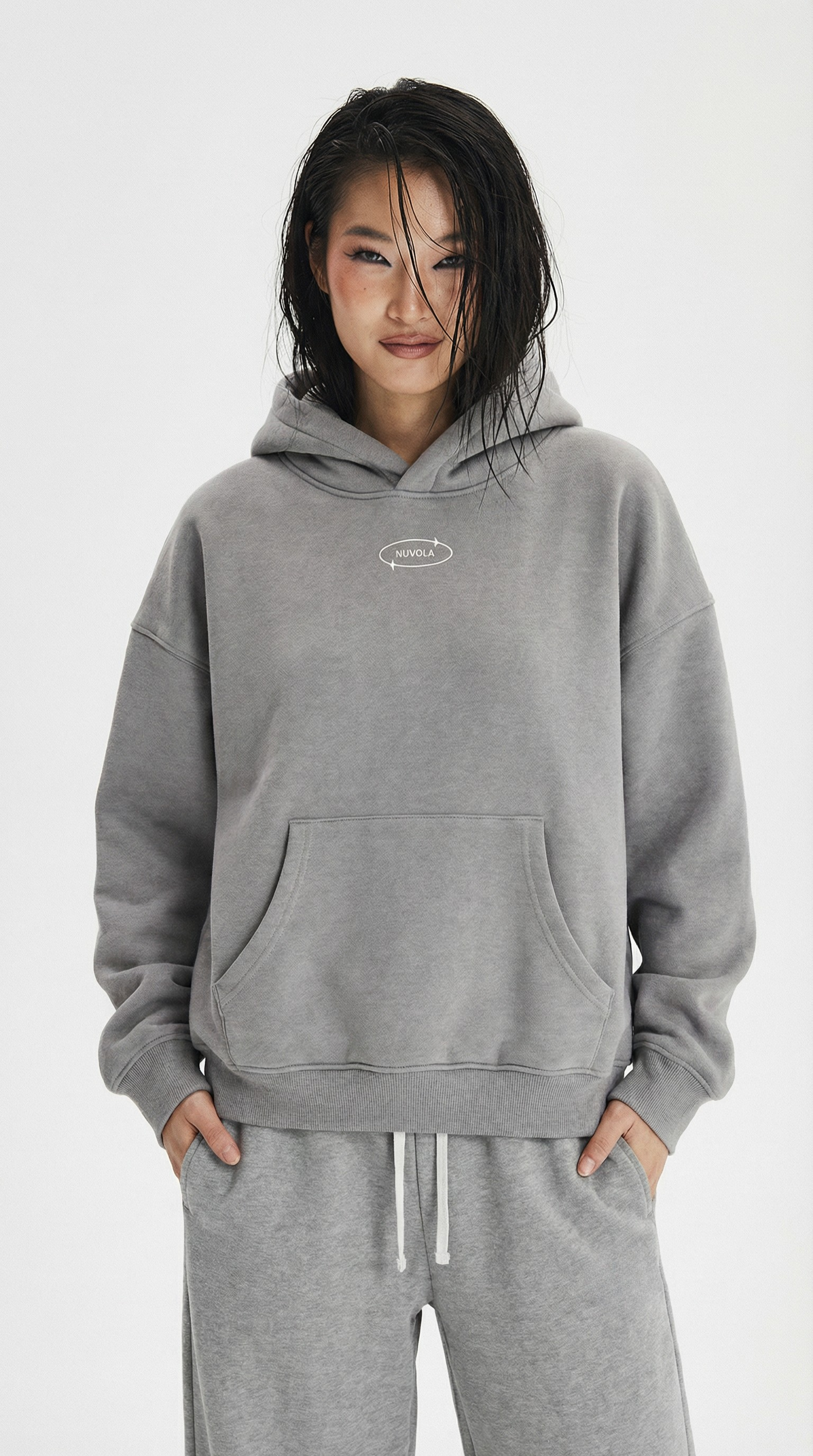 NUVOLA "Unmatched" Hoodie — BOZ ( Daş Rəngi)